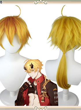 猫老师动漫原神稻妻托马cosplay假发金黄色返翘马尾仿真头皮假毛