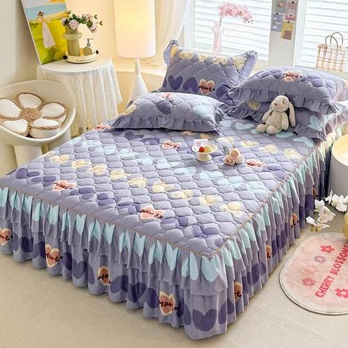 加厚夹棉床裙式1.8米防滑防尘