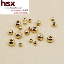 14k保色小金珠散珠手工diy饰品配件材料串珠镀金色珠子手串包金珠