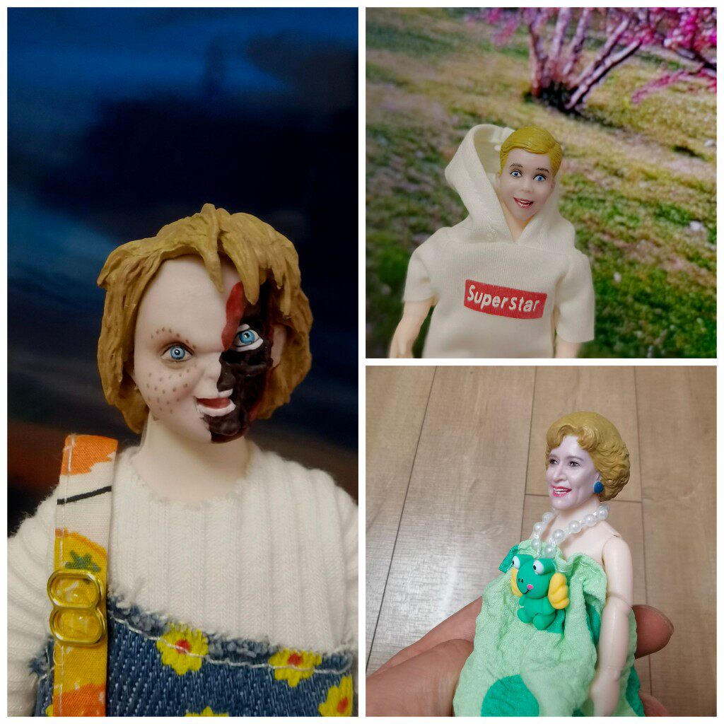 1/6小孩子头雕ob11车载娃娃鬼娃回魂欧美阿姨搞怪小子人偶摆件