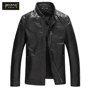 真皮皮衣男中长款立领单皮皮衣海宁男士山羊皮皮夹克薄款风衣外套