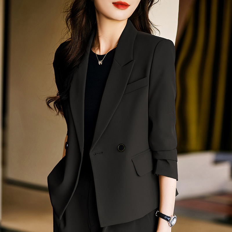 黑色西装套装女小个子2023新款时尚高级感休闲小个子西服修身外套