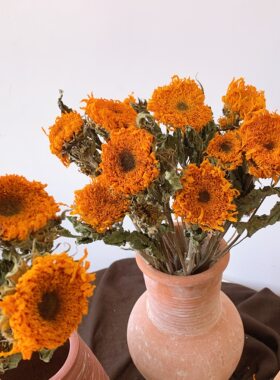 重瓣泰迪向日葵干花花束梵高油画风家居装饰文艺插花摆件天然真花