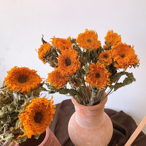 重瓣泰迪向日葵干花花束梵高油画风家居装饰文艺插花摆件天然真花