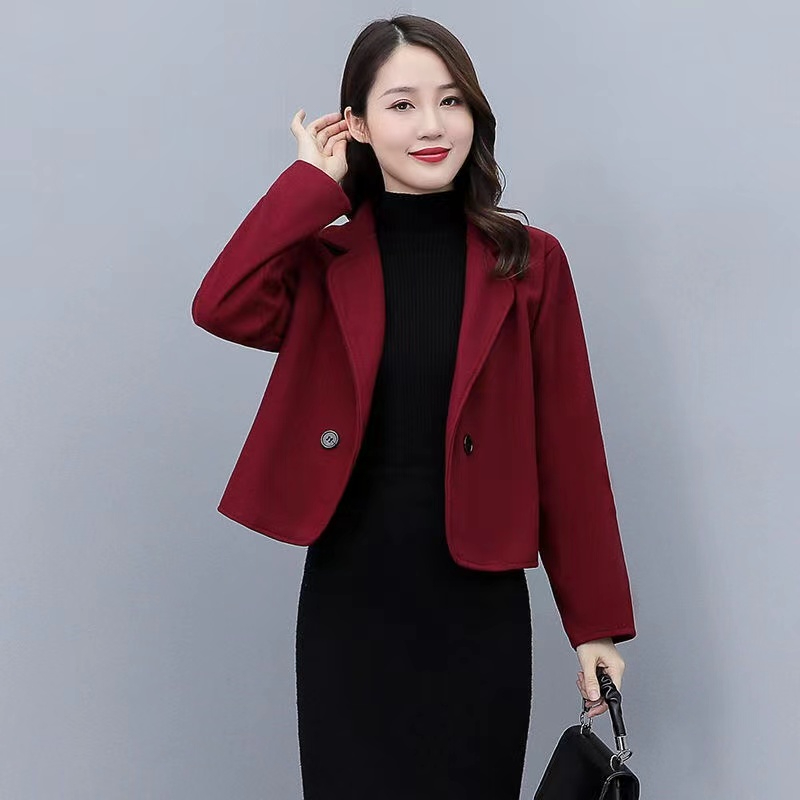 小个子短款西装外套女上衣2024春秋新款设计感小众休闲毛呢小西服