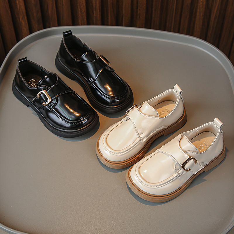 女童皮鞋2025春秋新款中大童时尚软底休闲儿童单鞋男童黑色表演鞋