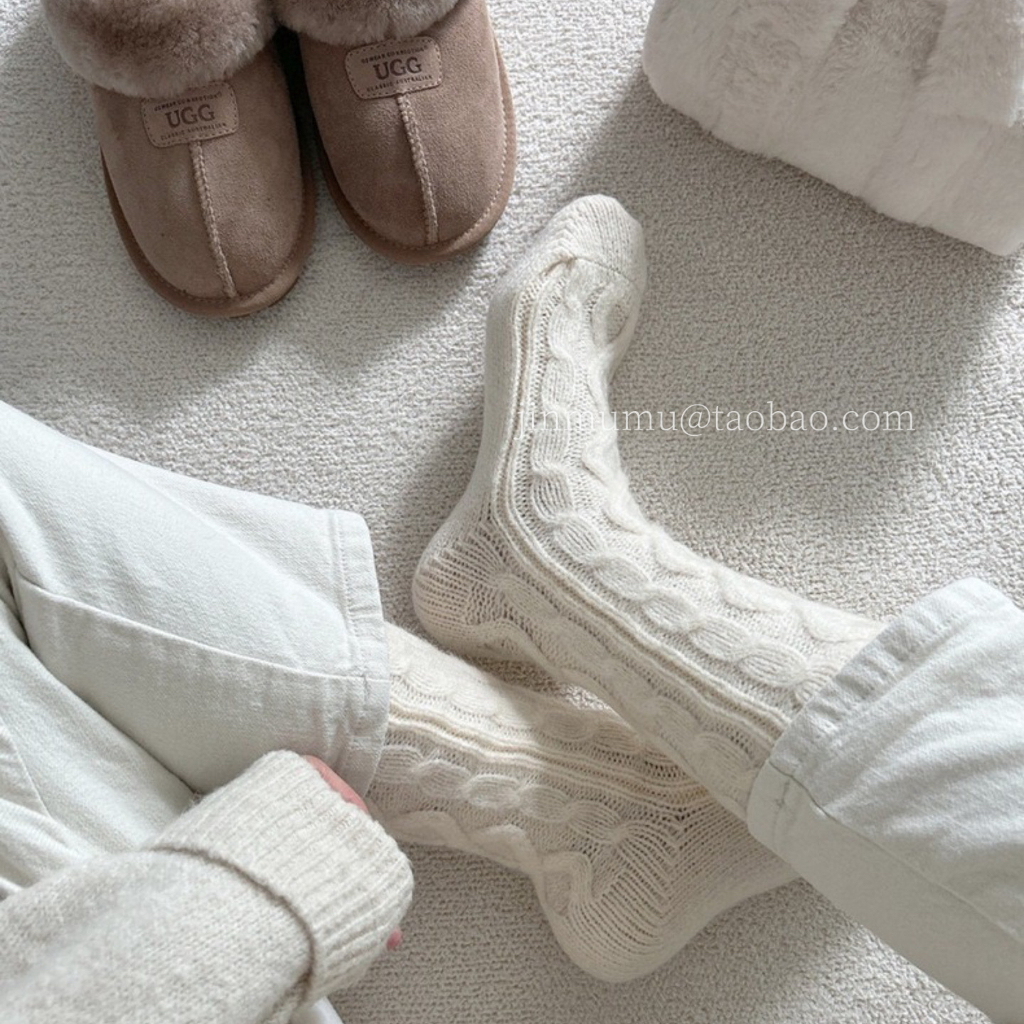 西金泽秋冬季新款韩国纯色羊毛针织加厚堆堆袜套女生保暖中筒袜子