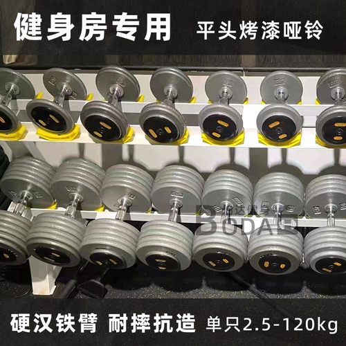 单只120kg平头公斤固定烤漆哑铃