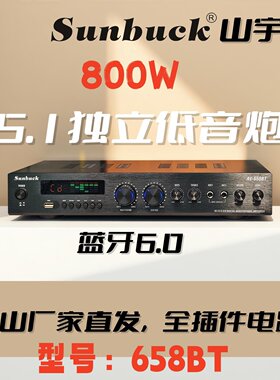 sunbuck山宇658BT功放机家用卡拉OK摇控蓝牙6.0扩大机5.1重低音炮