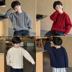 男童毛衣2025秋冬新款儿童内搭针织加厚毛线衣男宝冬装纯色打底衫