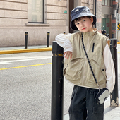 背心户外儿童春装 男童马甲春季 帅气工装 童装 男孩上衣外套 2026新款