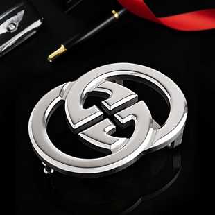 酷奇男士皮带扣头双G字母扣内穿平滑扣不锈钢挂扣腰带头卡子3.8cm