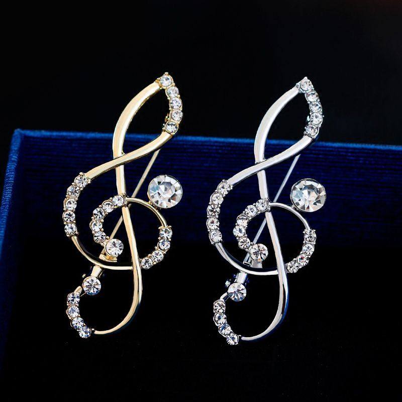 适用于爱马仕水钻音符胸针高档女精致小众设计感简约奢华气质胸花