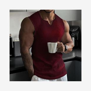 design stripe singlet for men sport vest male fitness tops