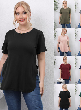 summer fat women T shirt ladies blouse tops plus size女款T恤