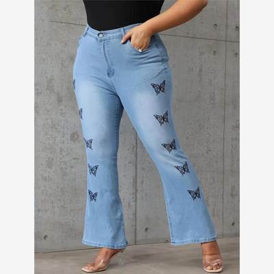 XL-5XL plus size Ladies jeans high waist pants women trouser