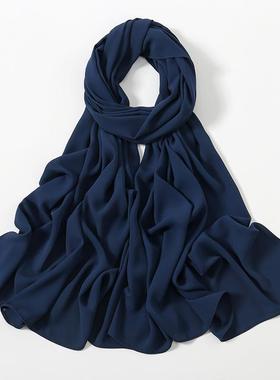 Solid color jumbled chiffon long chiffon scarf women new