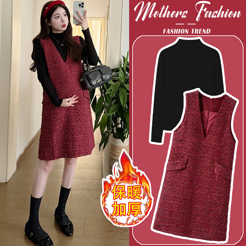 孕妇连衣裙套装2024一件穿到生