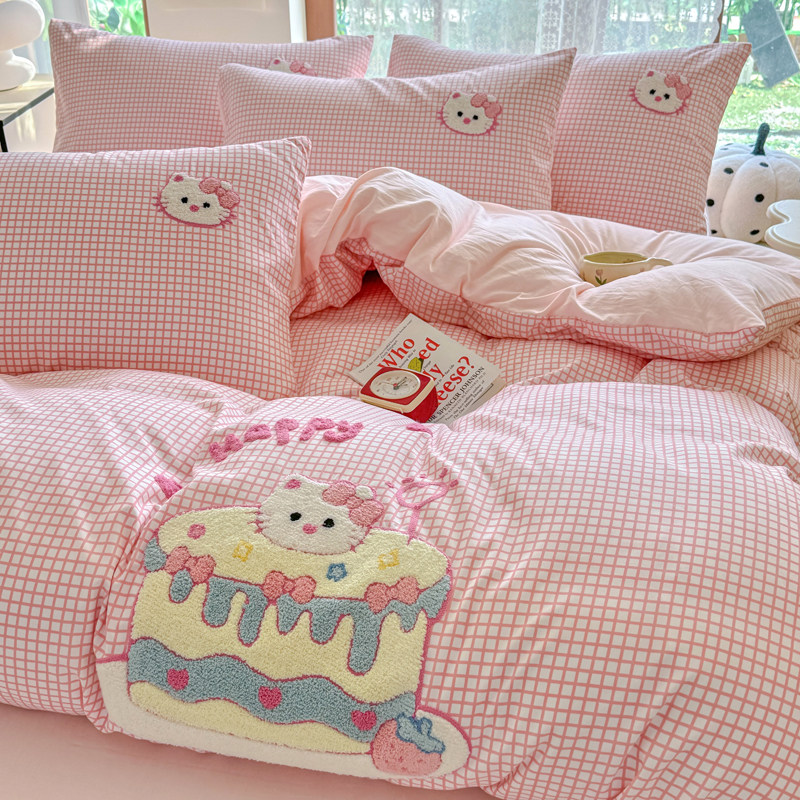 卡通哆啦A梦被套四件套毛巾绣被罩非全棉纯棉儿童学生宿舍三件套