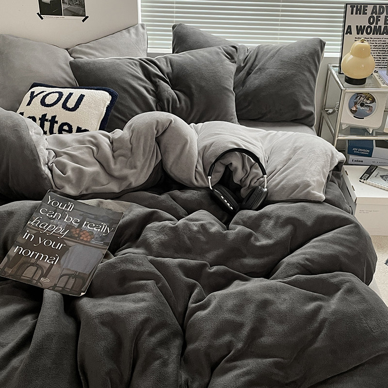 冬季加厚牛奶绒床上四件套双面珊瑚法兰绒被套加绒床单床笠三件套,床上用品,床品套件/四件套/多件套,淘宝优惠券,粉丝福利购,淘宝优惠卷