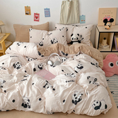 ins超柔可爱煤球水洗棉四件套非纯棉全棉床单被套学生宿舍三件套4