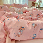 A类可爱小熊猫双层纱水洗棉四件套非纯棉全棉学生宿舍床单三件套4