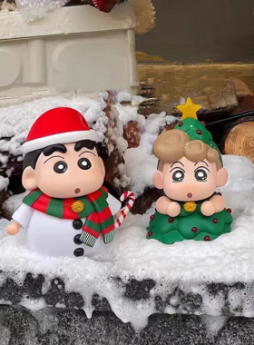 圣诞限定雪人小新圣诞树小葵可爱公仔蜡笔小新手办桌面摆件礼物