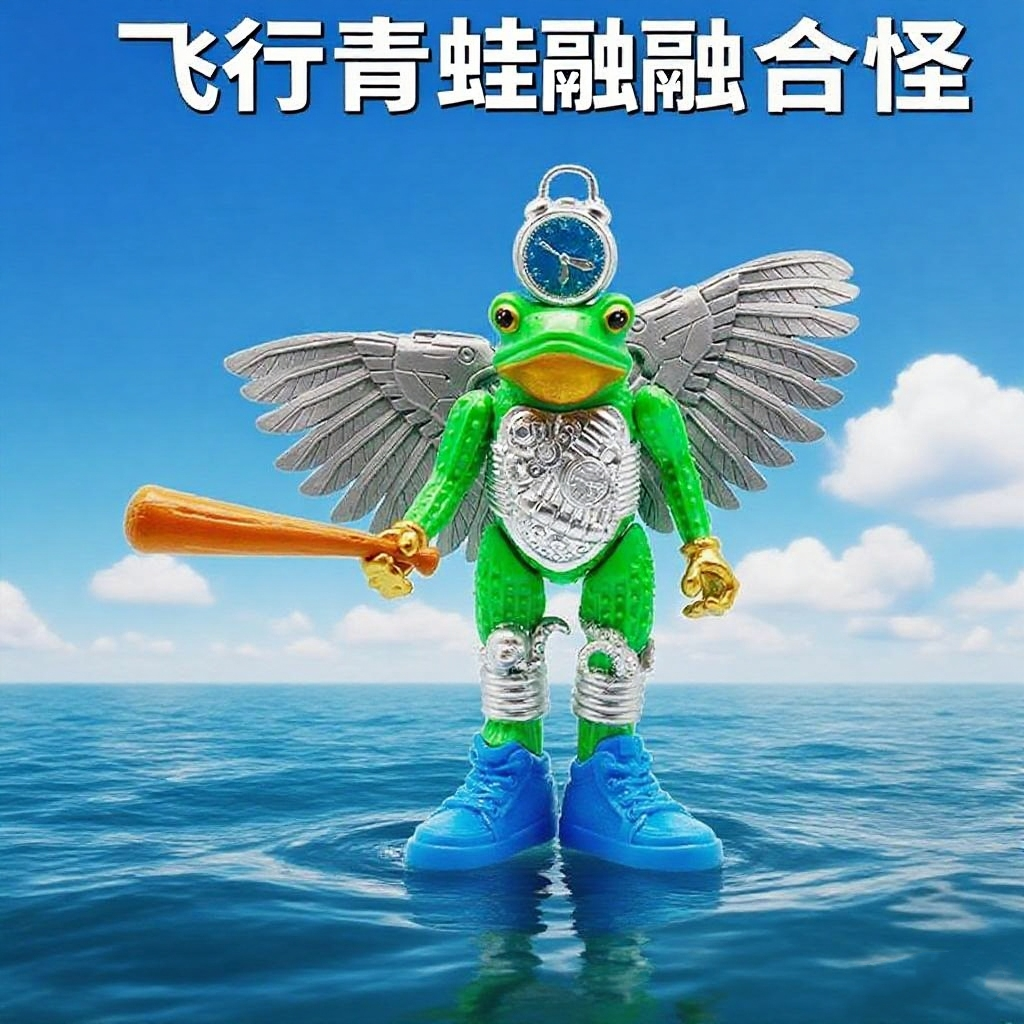 飞翔青蛙融合怪缝合怪国外AI山海经手办怪物融合公仔可拆卸拼装