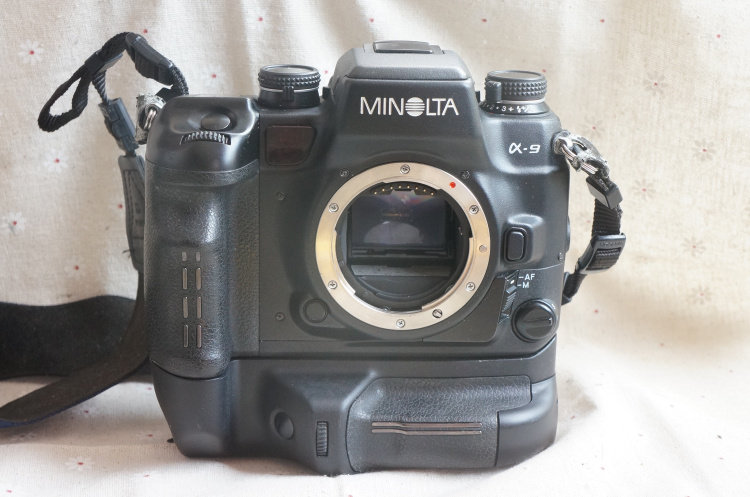 98新 美能达minolta a9 蓝色妖姬带 vc9手柄 a口自动胶卷相机机皇