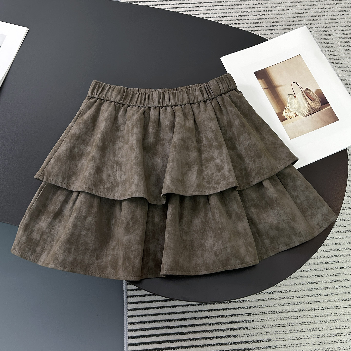 做旧松紧腰蛋糕裙女蓬蓬裙