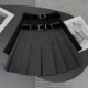 腰带灰色毛呢百褶裙半身裙女秋冬季 2025新款 百搭高腰A字黑色短裙