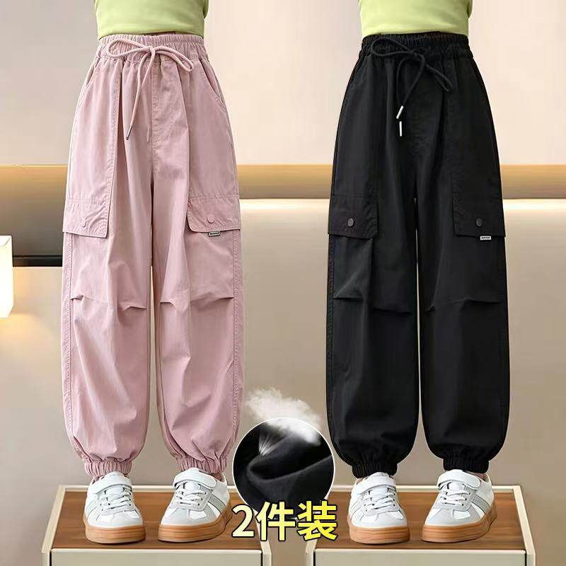 冰丝速干工装裤多口袋束脚裤灯笼裤男女童休闲裤夏季薄款防蚊长裤