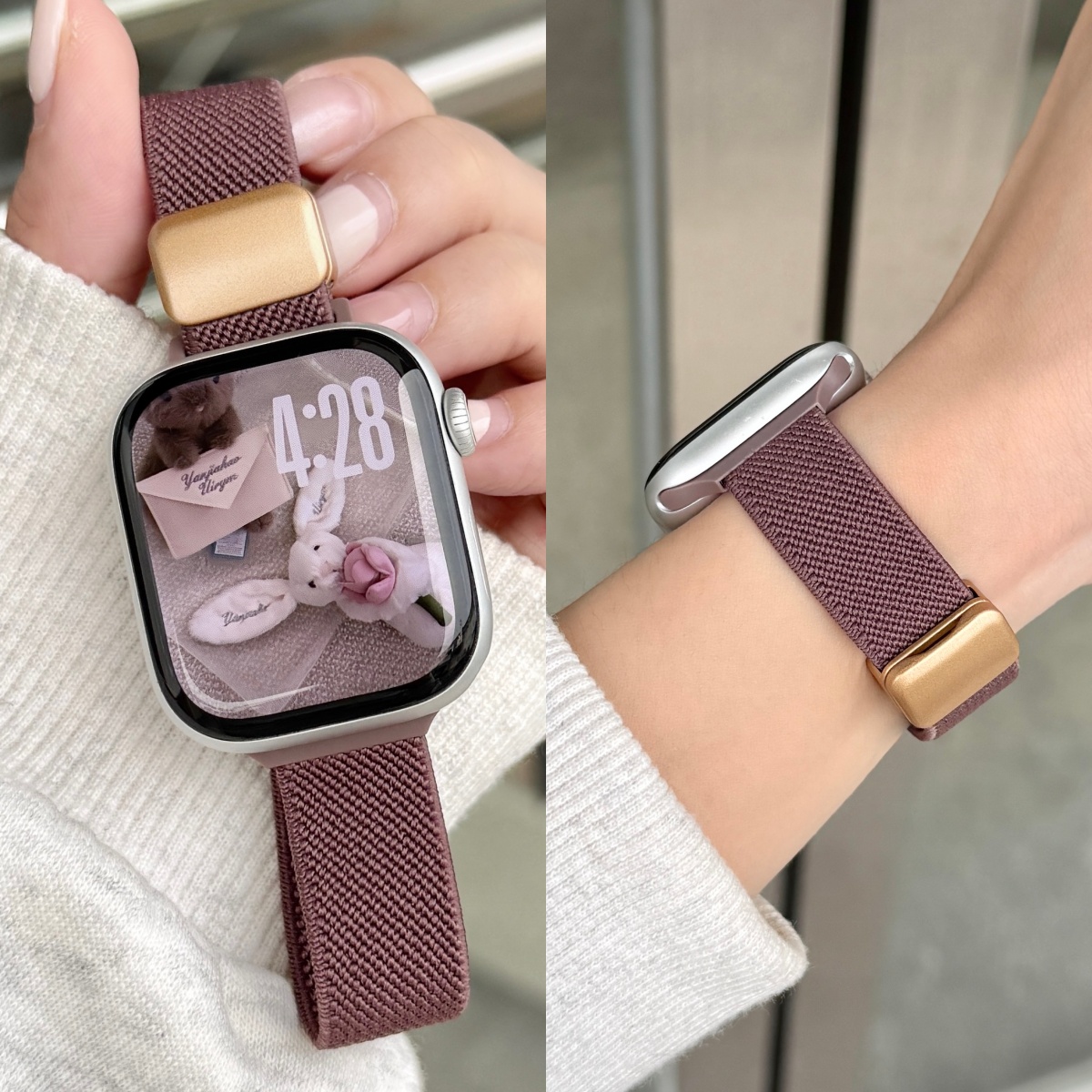 适用苹果S10手表iwatch11表带applewatch8编织磁吸扣S9小众创意se3高级ultra腕带S8时尚8女10智能新款复古