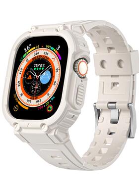 适用iwatch9/8苹果S7手表表带applewatch7表带S8硅胶SE一体S6高级5创意4全包3代ultra男女款透气运动智能腕带