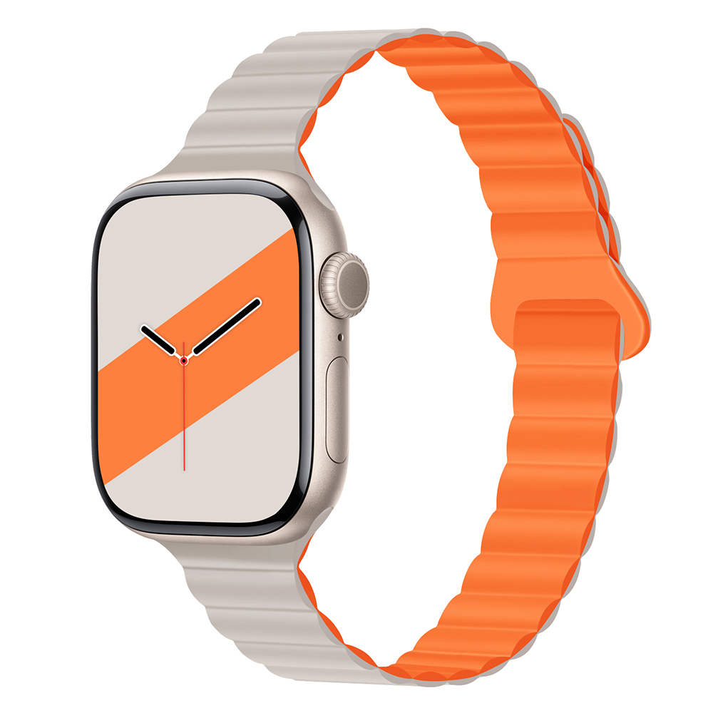 适用iwatch11/9苹果S10手表apple watch10/8/7/6/5/4代se2手表带S9硅胶磁吸S7小蛮腰ultra女款双色s7智能配件