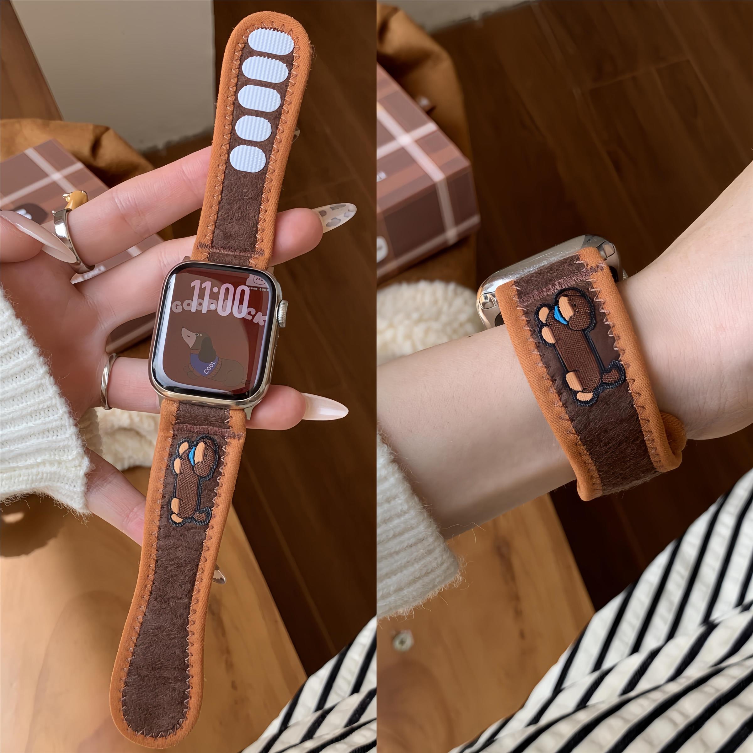 适用applewatch11手表带苹果s11/10尼龙回环魔术贴腕带iwatch9秋冬女款s8智能创意可爱卡通百搭ultra智能配件