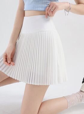 灰色风琴褶百褶裙女2026新款夏季大码胖mm高腰显瘦西装a字半身裙