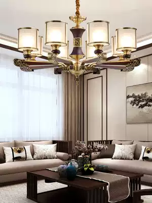 Maduo new Chinese chandelier All copper living room dining room lights Classical Mahogany lamps Villa atmosphere retro copper lighting