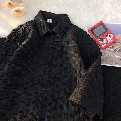 提花衬衣男大码日系设计感小众