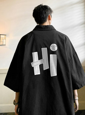 痞帅衬衫男士短袖大码