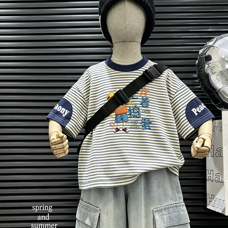 【反季清仓】夏装男童短袖t恤韩版儿童上衣夏季帅气中大童半袖打