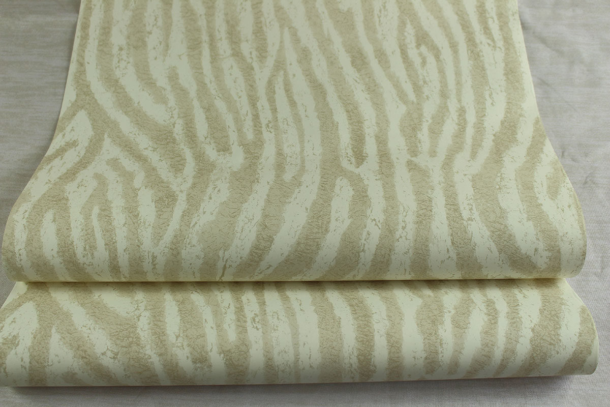 美国进口纯纸墙纸现代简约米白色斑马纹卧室客厅儿童房背景墙壁纸