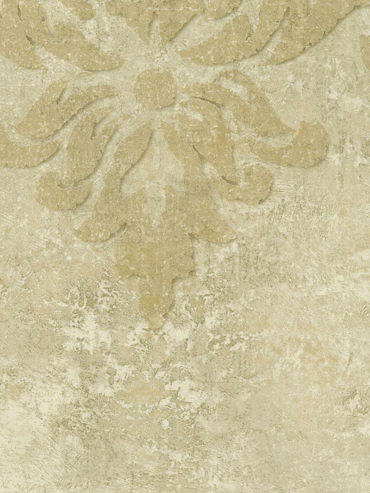 美国进口纯纸墙纸复古欧式米黄色大马士革客厅电视沙发背景墙壁纸