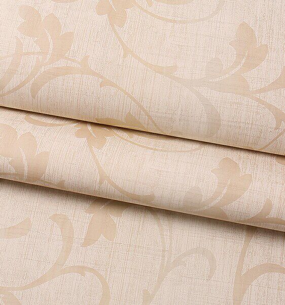 美国进口WQ纯纸壁纸简约美式浅卡其色莨苕叶欧式客厅卧室背景墙纸