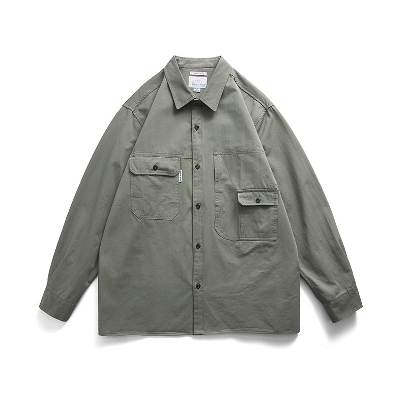 春季国潮垂感衬衣长袖男潮网红春天外穿寸衣百搭潮牌寸衫痞帅衬衫