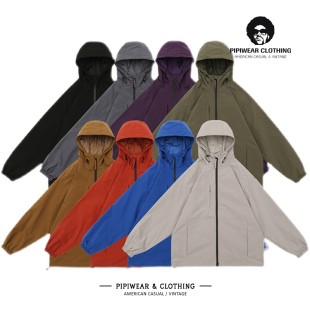 23秋季新款潮牌杜邦三防多色外套拉链连帽冲锋衣秋天宽松百搭夹克