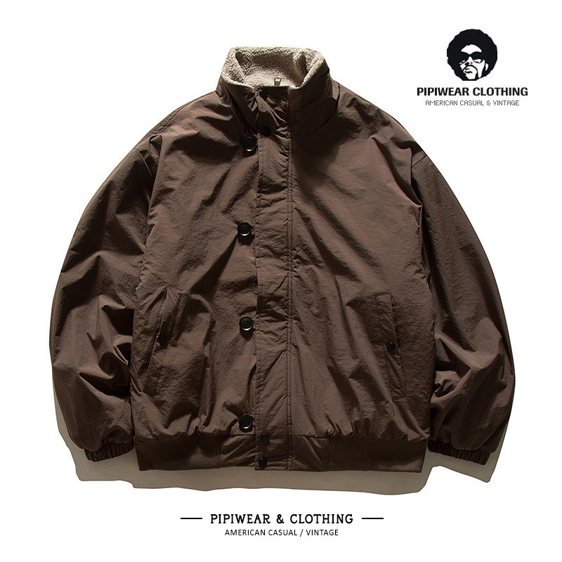 冬季日系棉衣外套立领男士2025新款棉服夹克冬天羊羔绒内衬棉袄潮