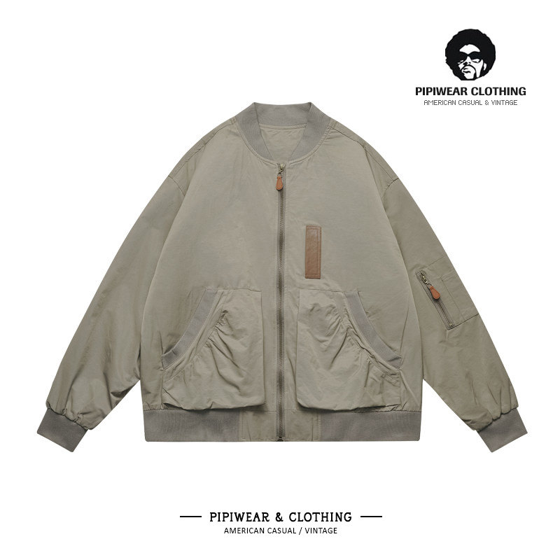 潮牌秋天机能多口袋美式飞行员夹克男秋季痞帅炸街棒球领休闲外套,男装,夹克,淘宝优惠券,粉丝福利购,淘宝优惠卷