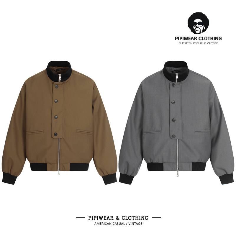 春季美式复古巴恩风立领飞行夹克cleanfit春天百搭休闲外套男新款,男装,夹克,淘宝优惠券,粉丝福利购,淘宝优惠卷