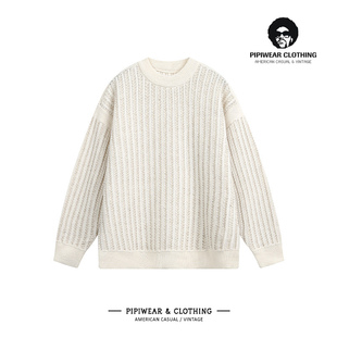 早秋宽松线衫 秋冬季 圆领休闲百搭针织衫 毛衣肌理感男式 日系基础款